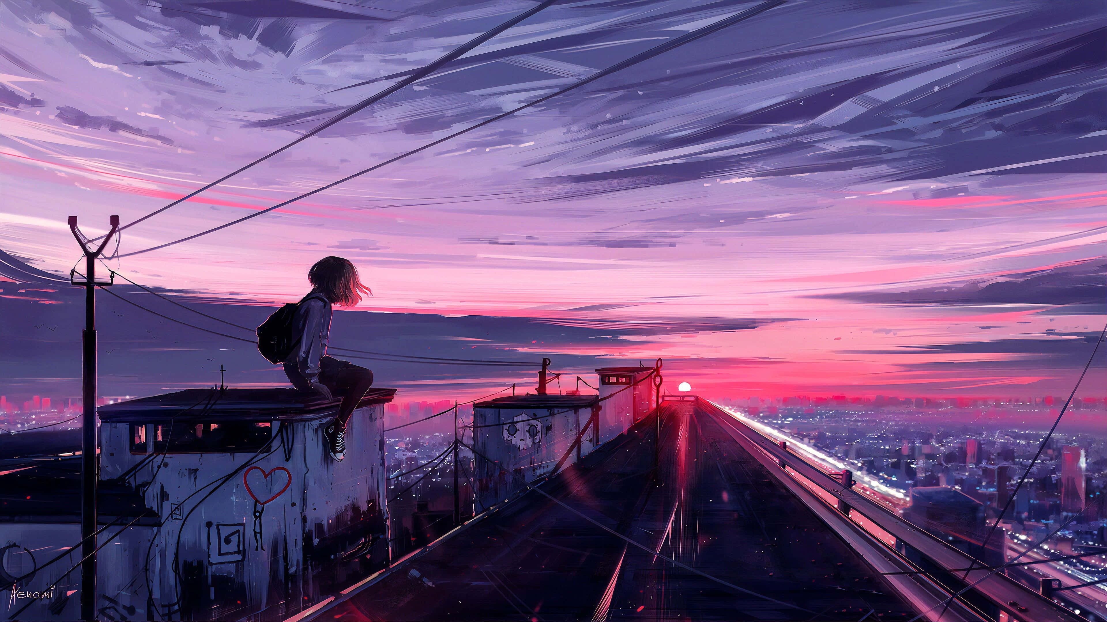 Hareketli Anime Şehrinde Güzel Bir Gece Duvar Kağıdı