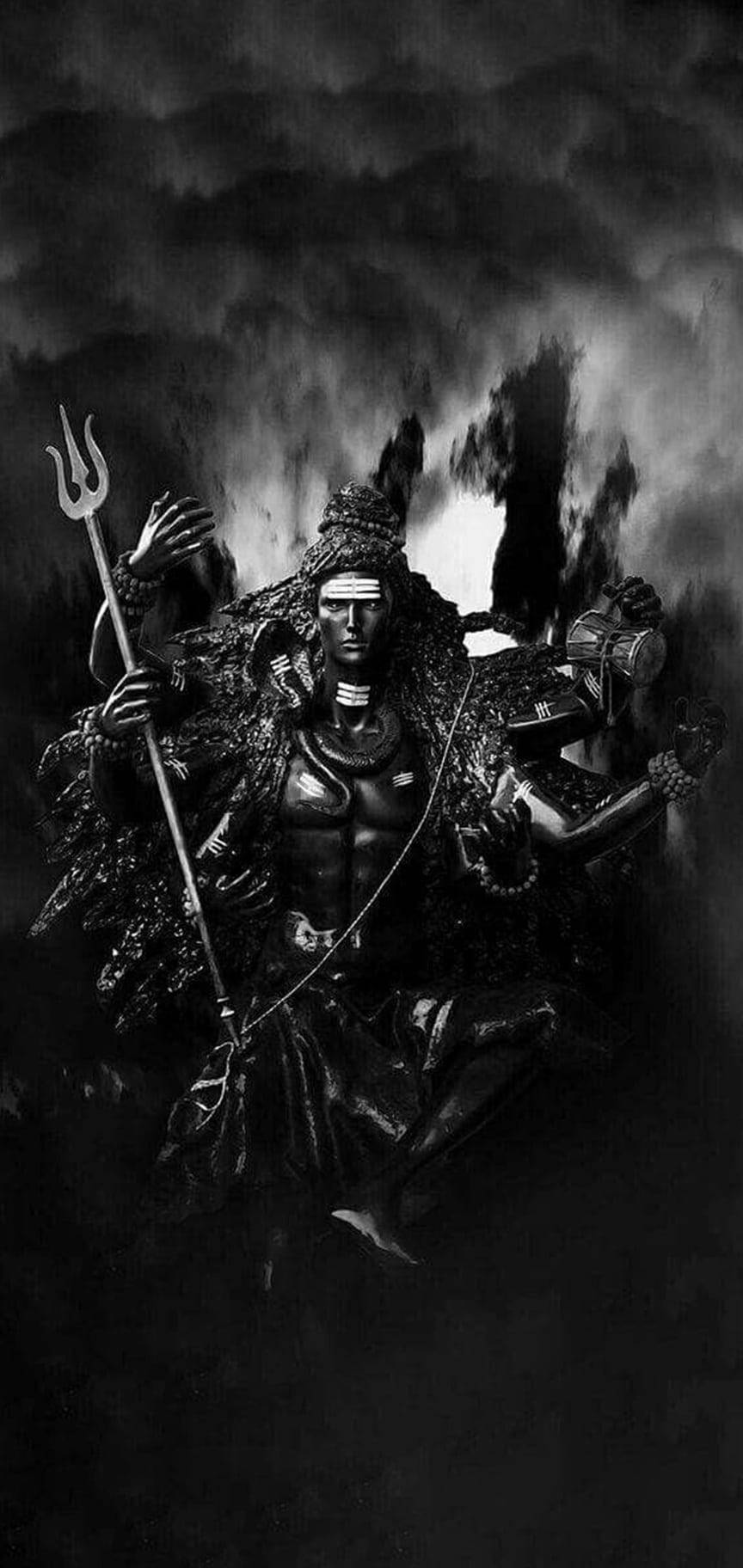 Harika Karanlık Shiva Monokrom Duvar Kağıdı