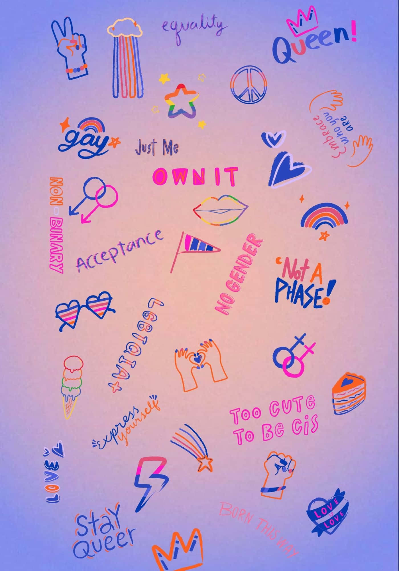 Harika LGBT Onur Doodleları Arka Planı Duvar Kağıdı