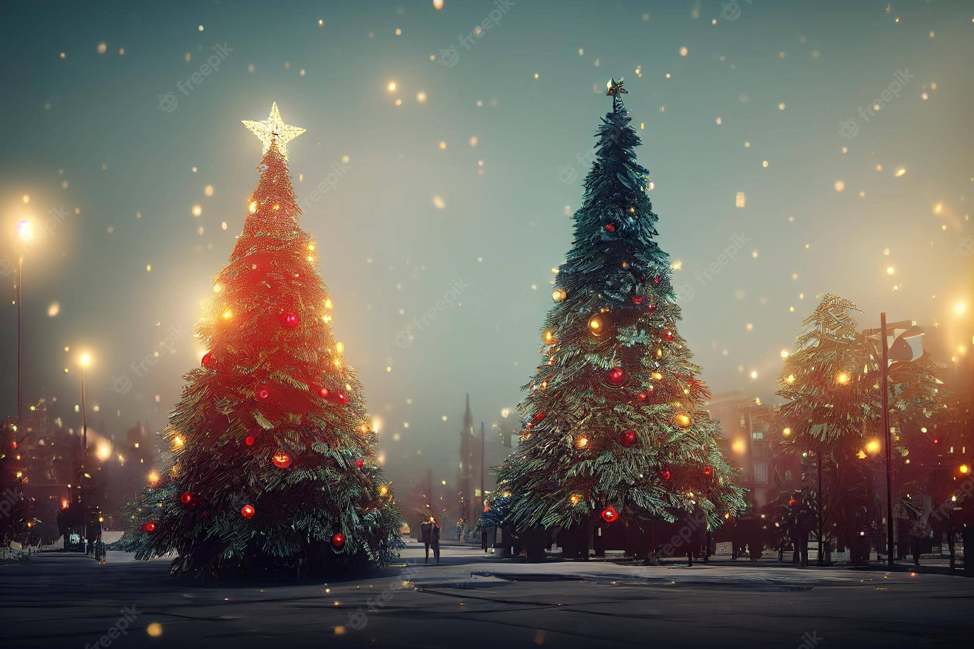 Harika Parlayan Noel Ağaçları Masaüstü Duvar Kağıdı