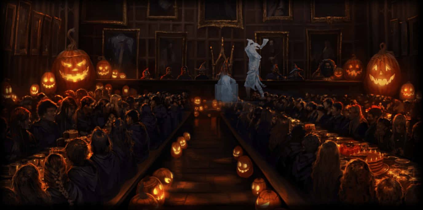 Harry Potter Cadılar Bayramı Parlayan Balkabakları Duvar Kağıdı