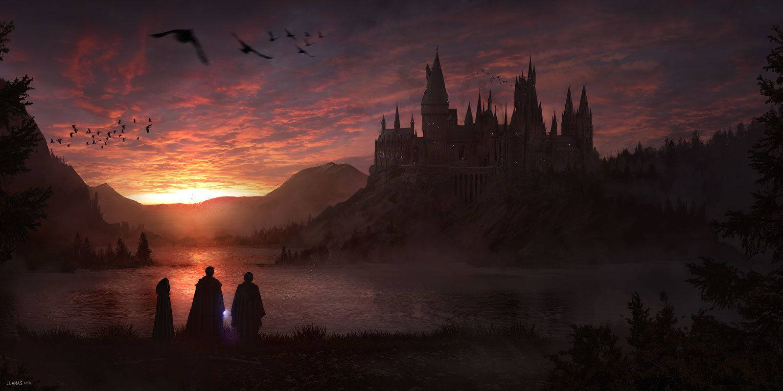 Harry Potter Estetik Altın Üçlü Duvar Kağıdı