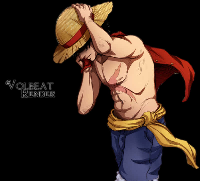 Hasır Şapkalı Luffy Duruşu Duvar Kağıdı