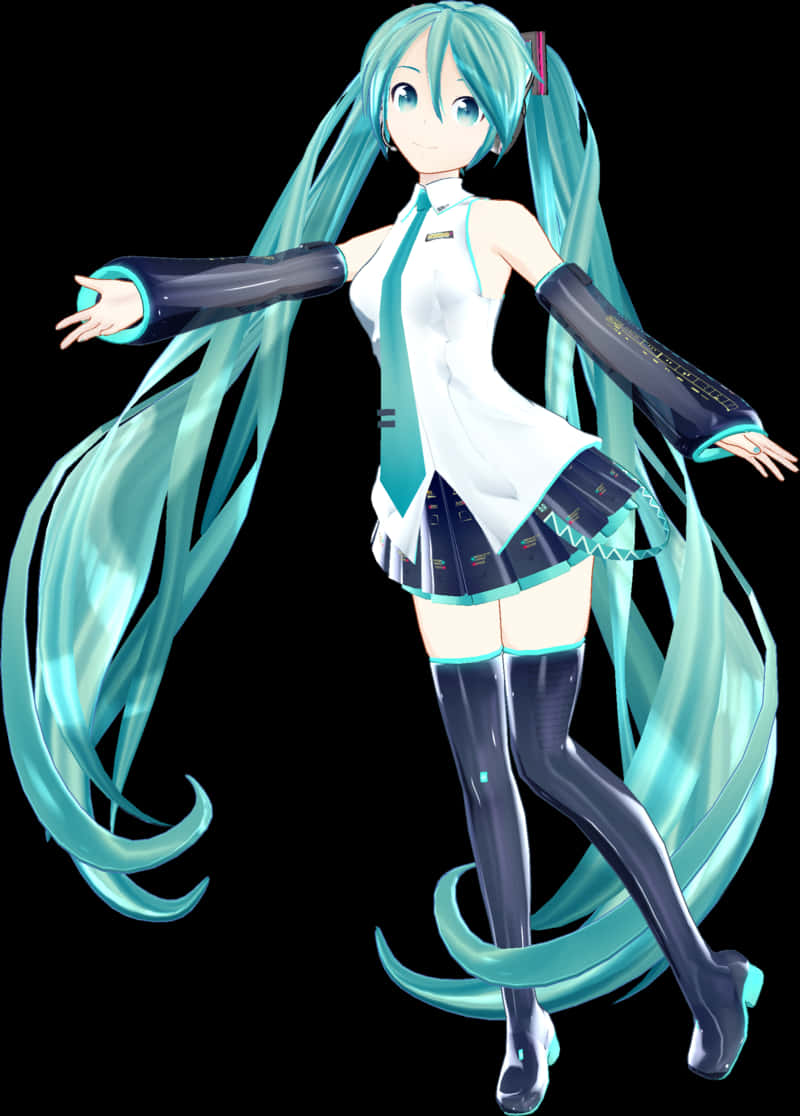 Hatsune Miku Sanal Diva Duruşu Duvar Kağıdı