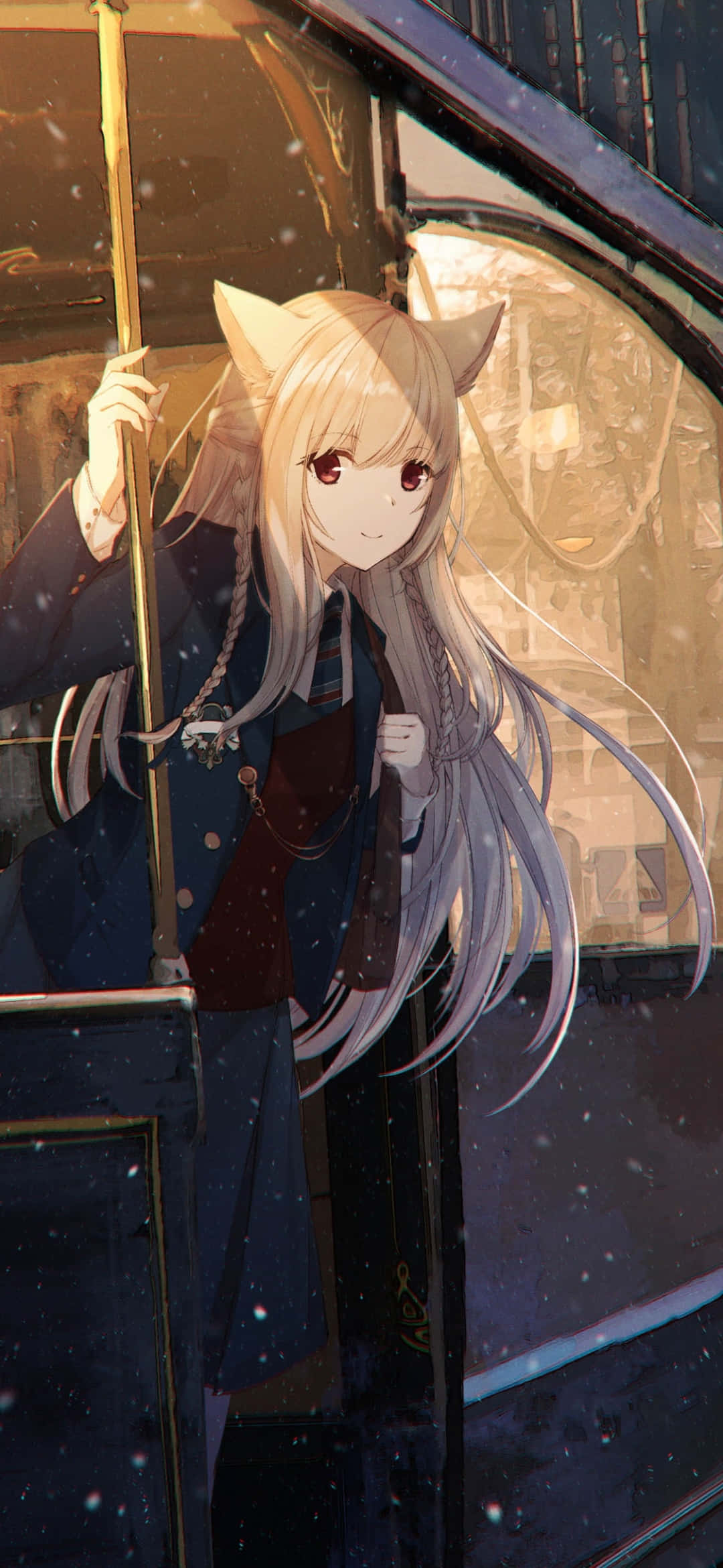 Havalı Anime Tilki Bir Otobüste Duvar Kağıdı