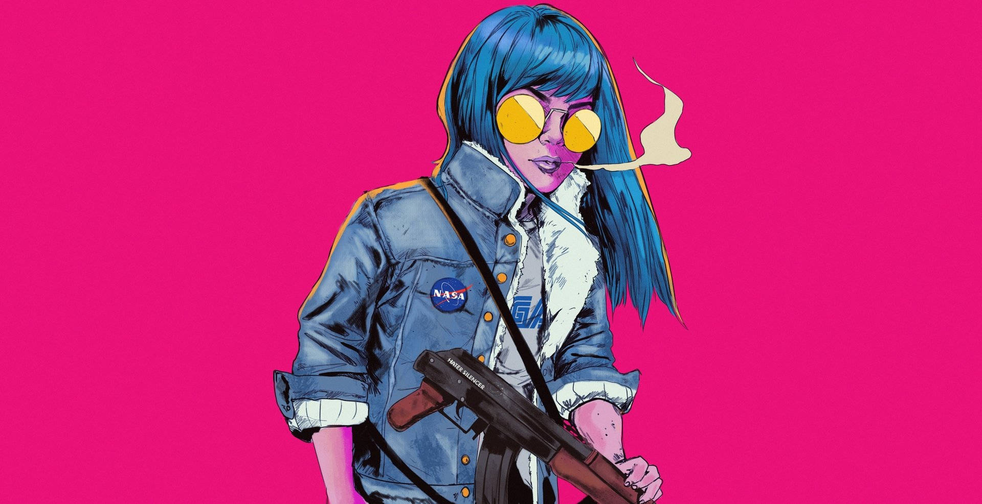 Havalı Estetik Kız Pop Art Duvar Kağıdı