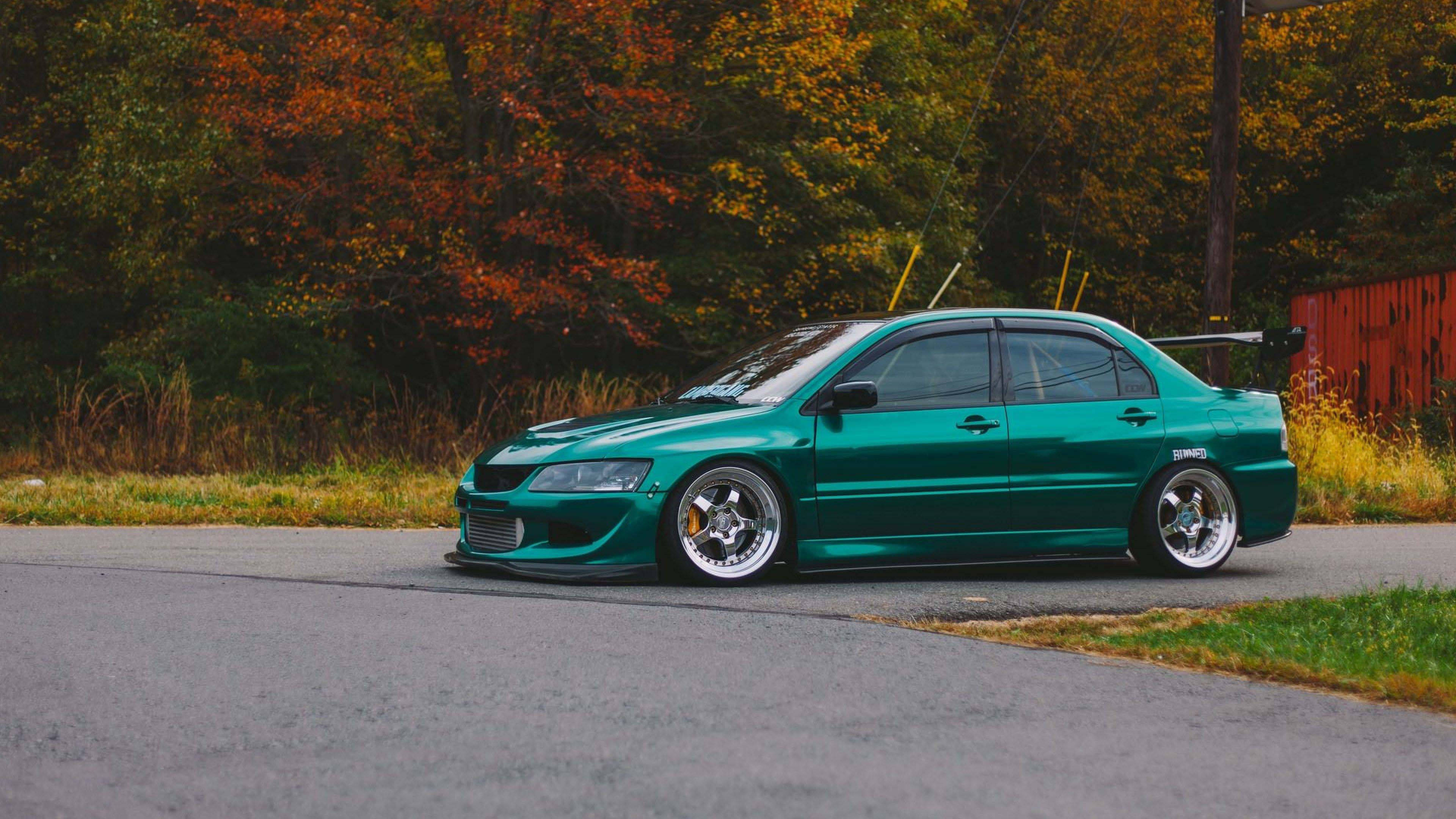 Havalı JDM Estetiği Mitsubishi Lancer Evolution Duvar Kağıdı