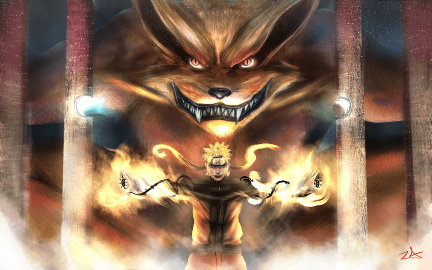 Havalı Naruto Ateşli Kurama Duvar Kağıdı