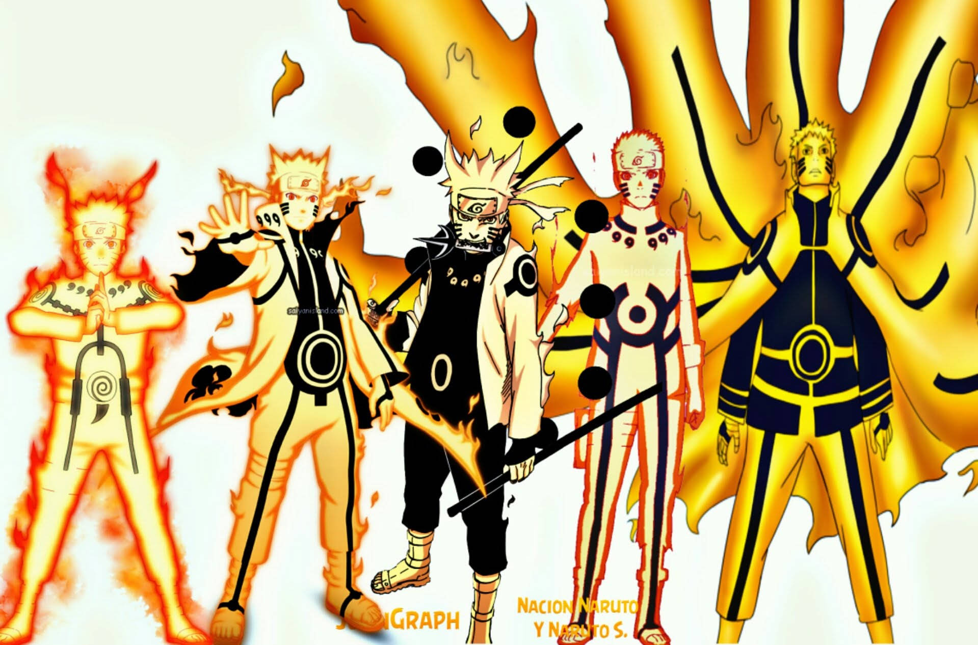 Havalı Naruto Kurama Çakra Formları Duvar Kağıdı