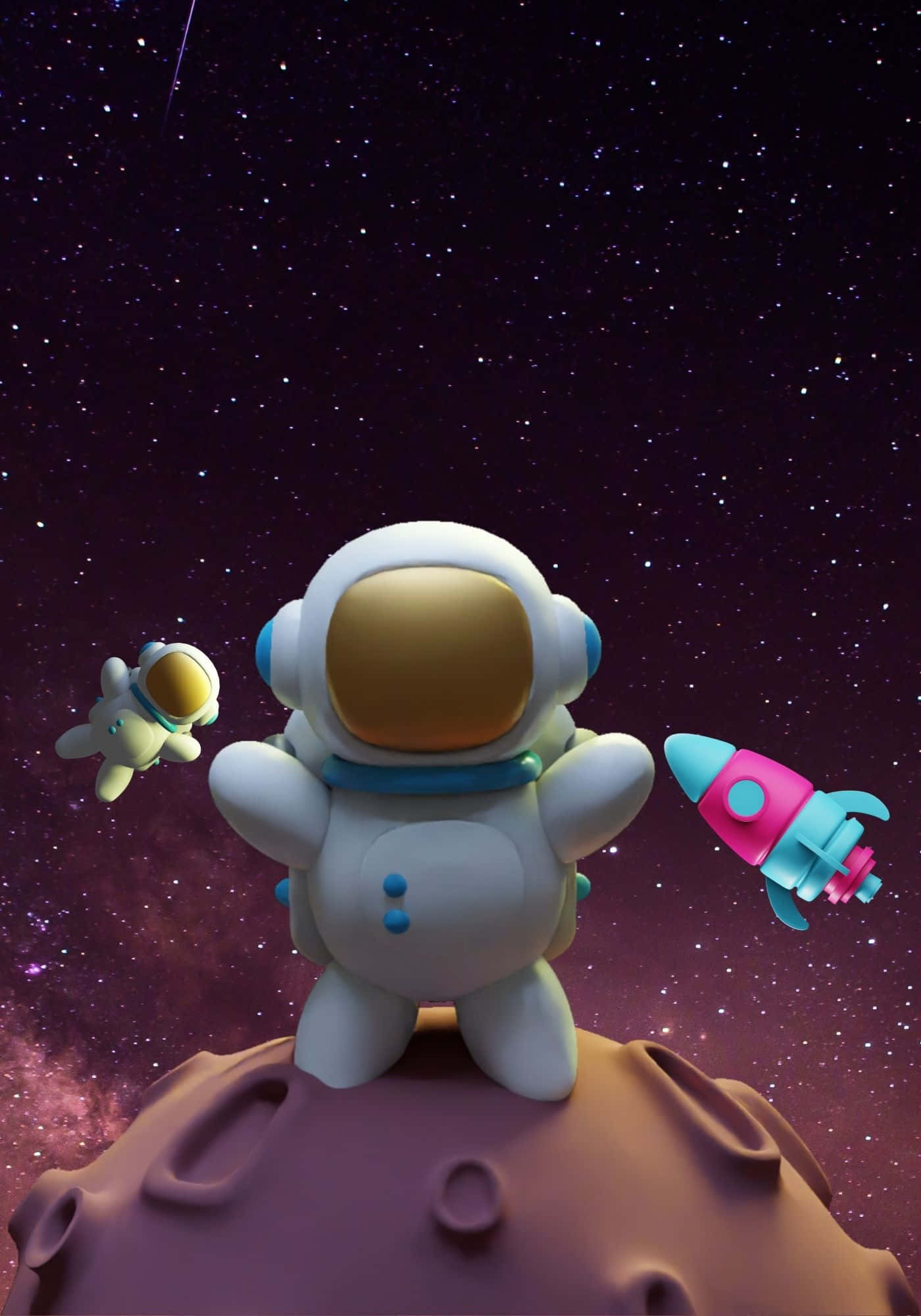 Havalı 3D Uzayda Astronot Arka Planı Duvar Kağıdı
