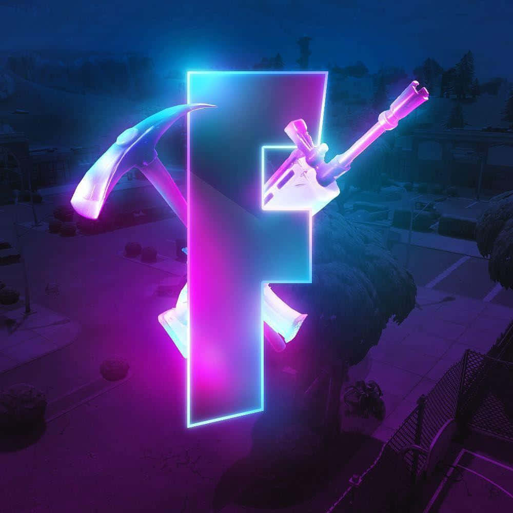 Havalı Fortnite Logosu Mor Parıltı Duvar Kağıdı