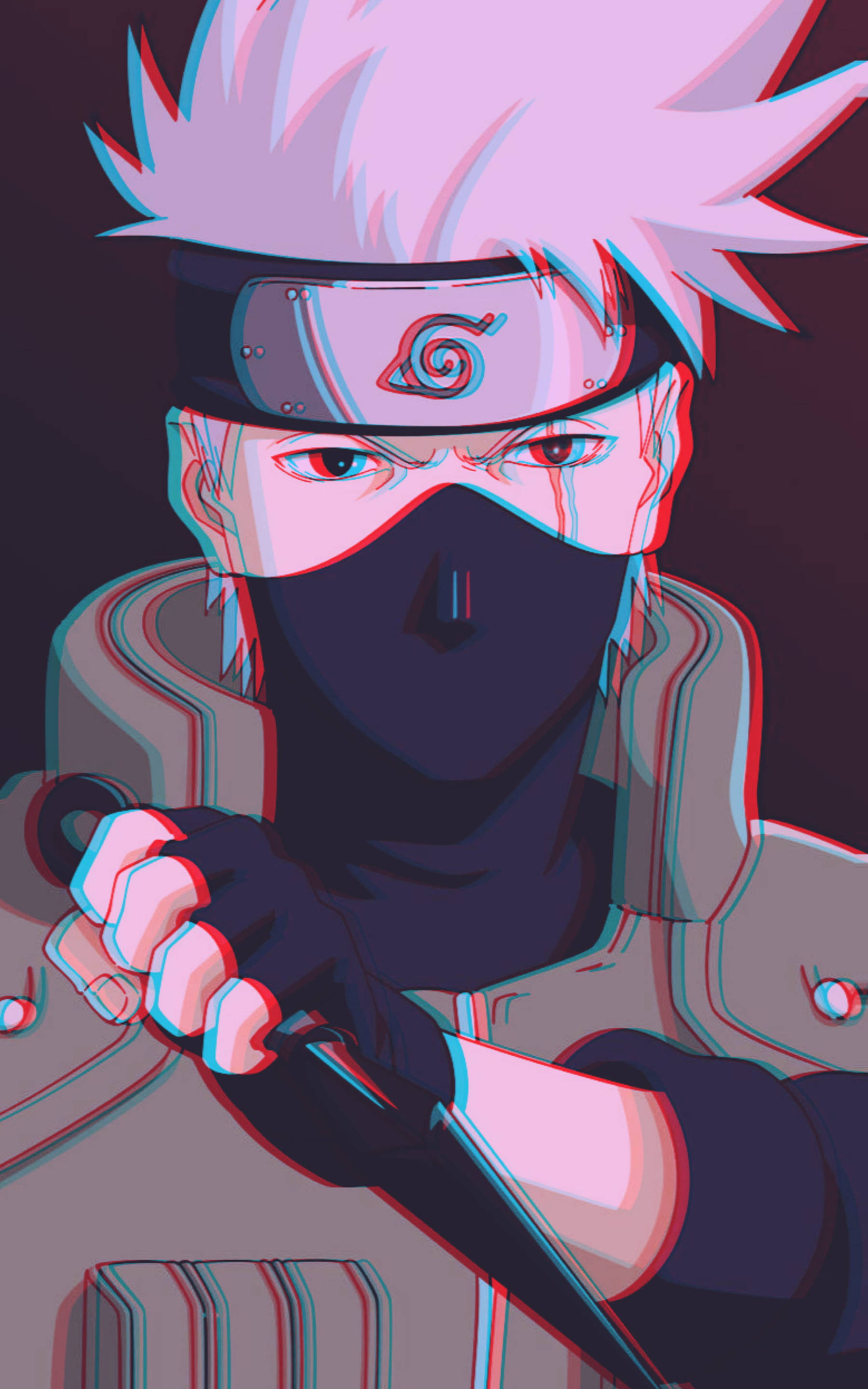 Havalı Kakashi Glitch Sanatı Duvar Kağıdı