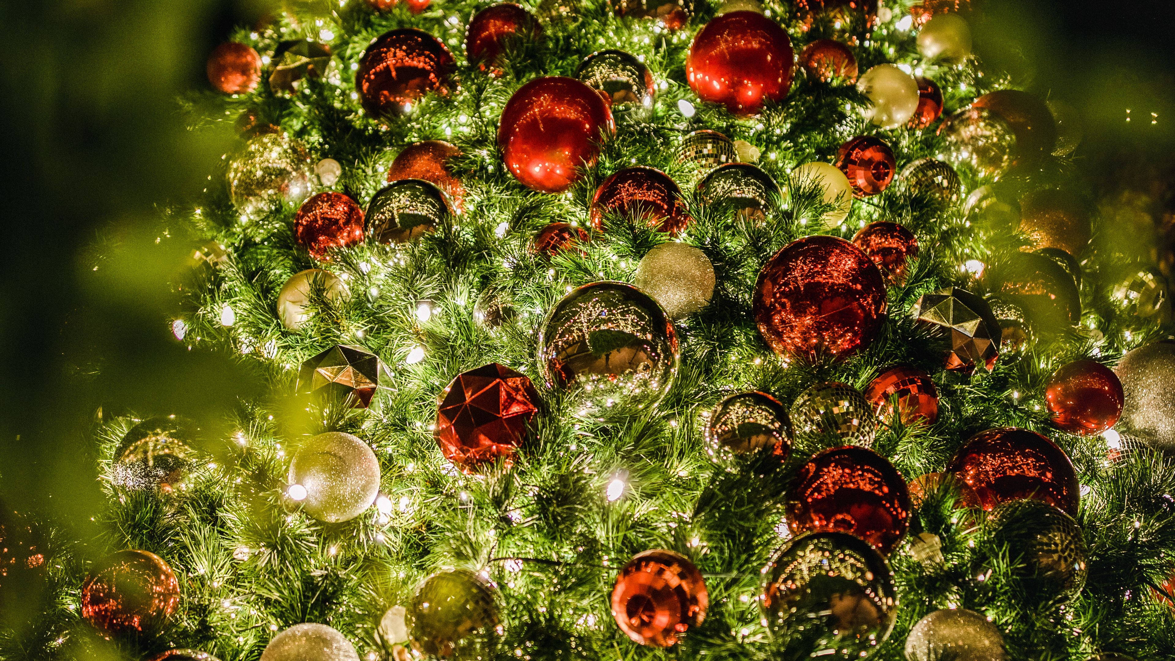 Havalı Noel Ağacı Yakın Çekim Masaüstü Duvar Kağıdı