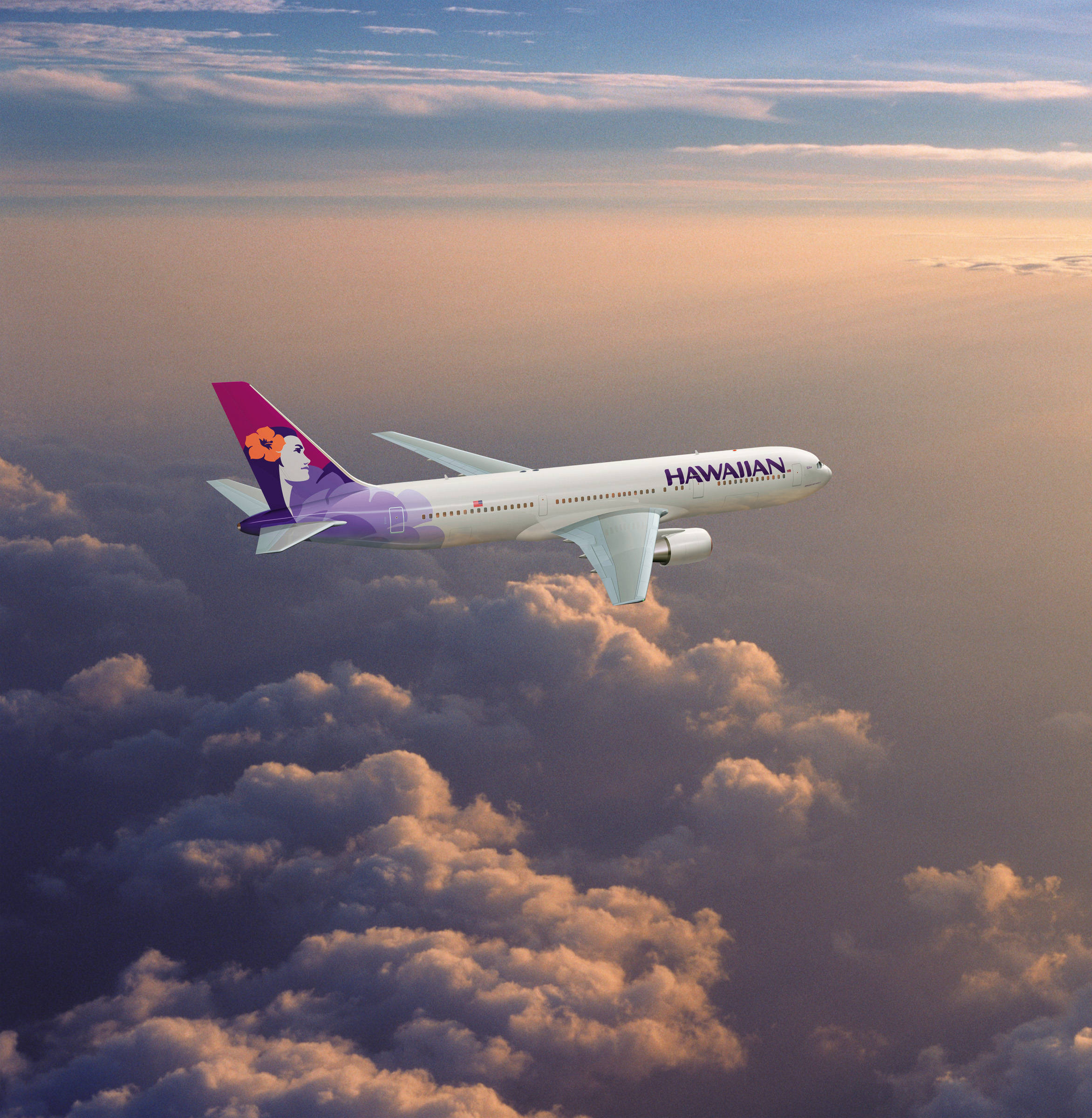 Hawaiian Airlines Uçağı Altın Cennette Seyrediyor Duvar Kağıdı