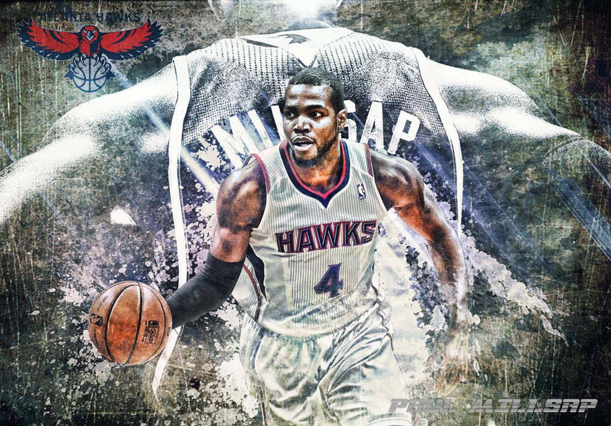 Hawks Paul Millsap Grunge Sanatı Duvar Kağıdı