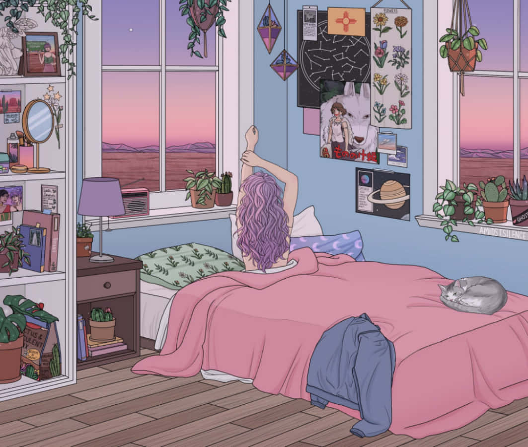 Hayal gücün Anime Room ile havalansın! Duvar Kağıdı