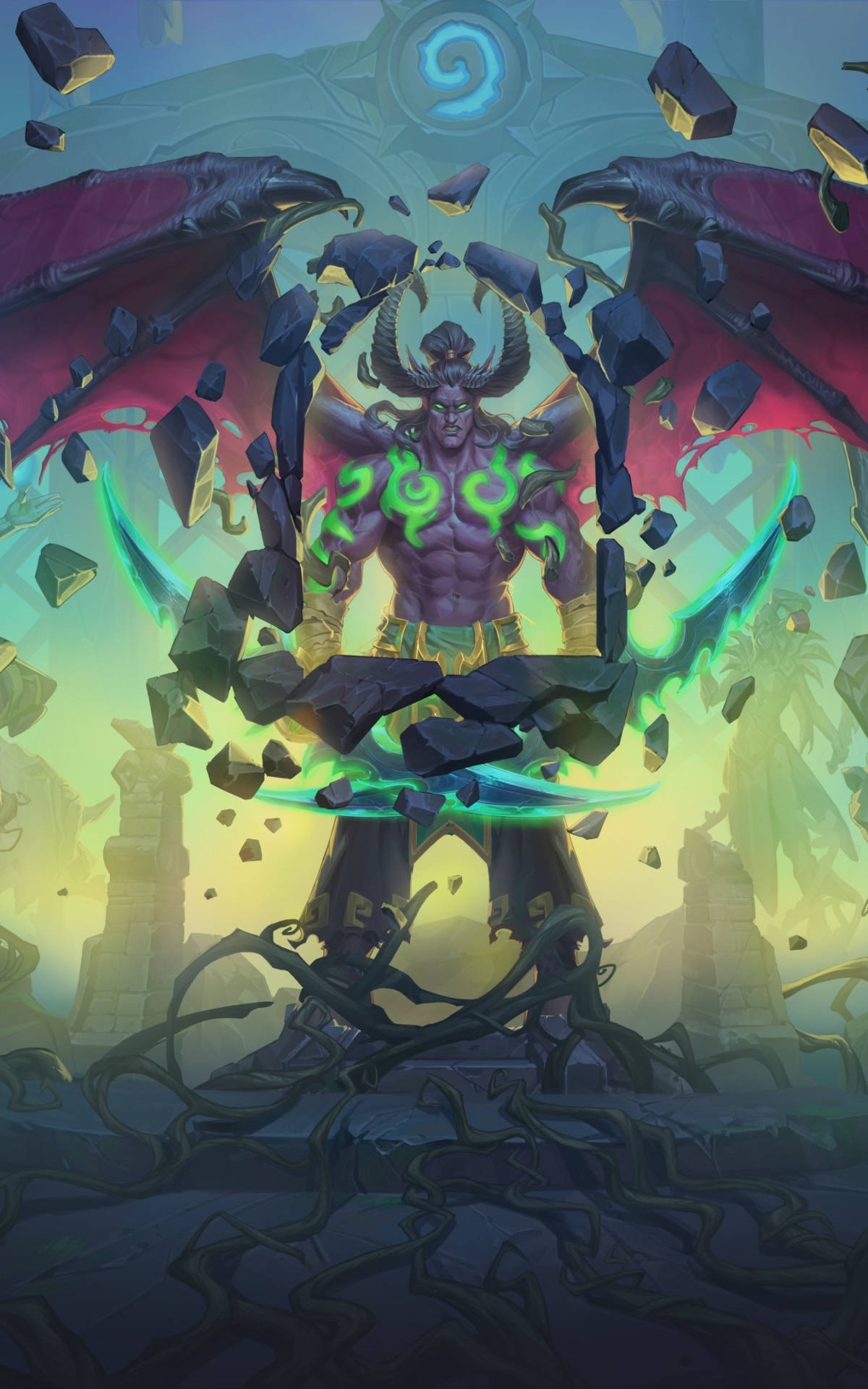Hearthstone Telefon Illidan Stormrage Büyü Yapıyor Kayalar Duvar Kağıdı
