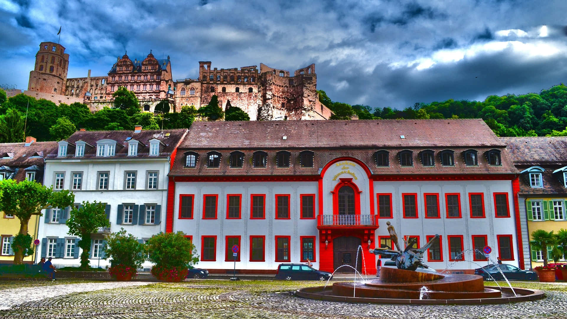 Heidelberg Şatosu'nun Altındaki Estetik Evler Duvar Kağıdı