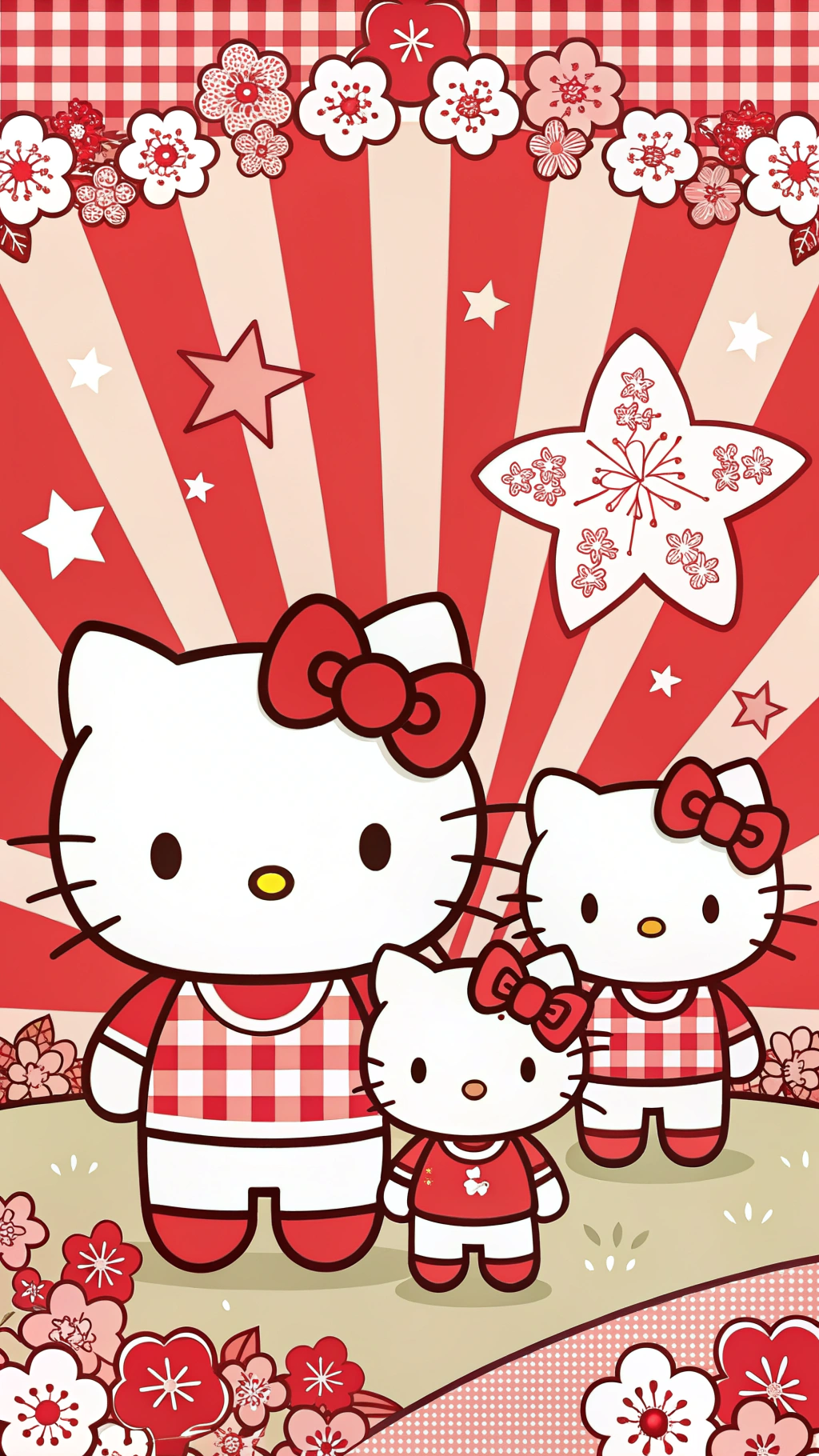 Hello Kitty Ailesinin Patlayıcı Tarzı Duvar Kağıdı