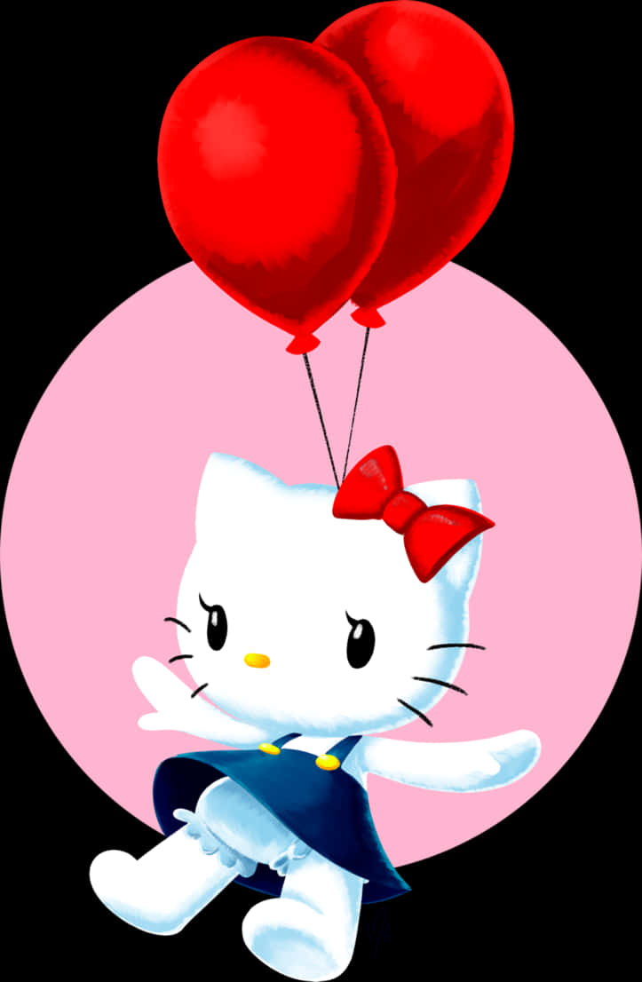 Hello Kitty Balonlarla Duvar Kağıdı