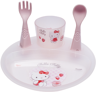 Hello Kitty Bebek Yemek Takımı Duvar Kağıdı