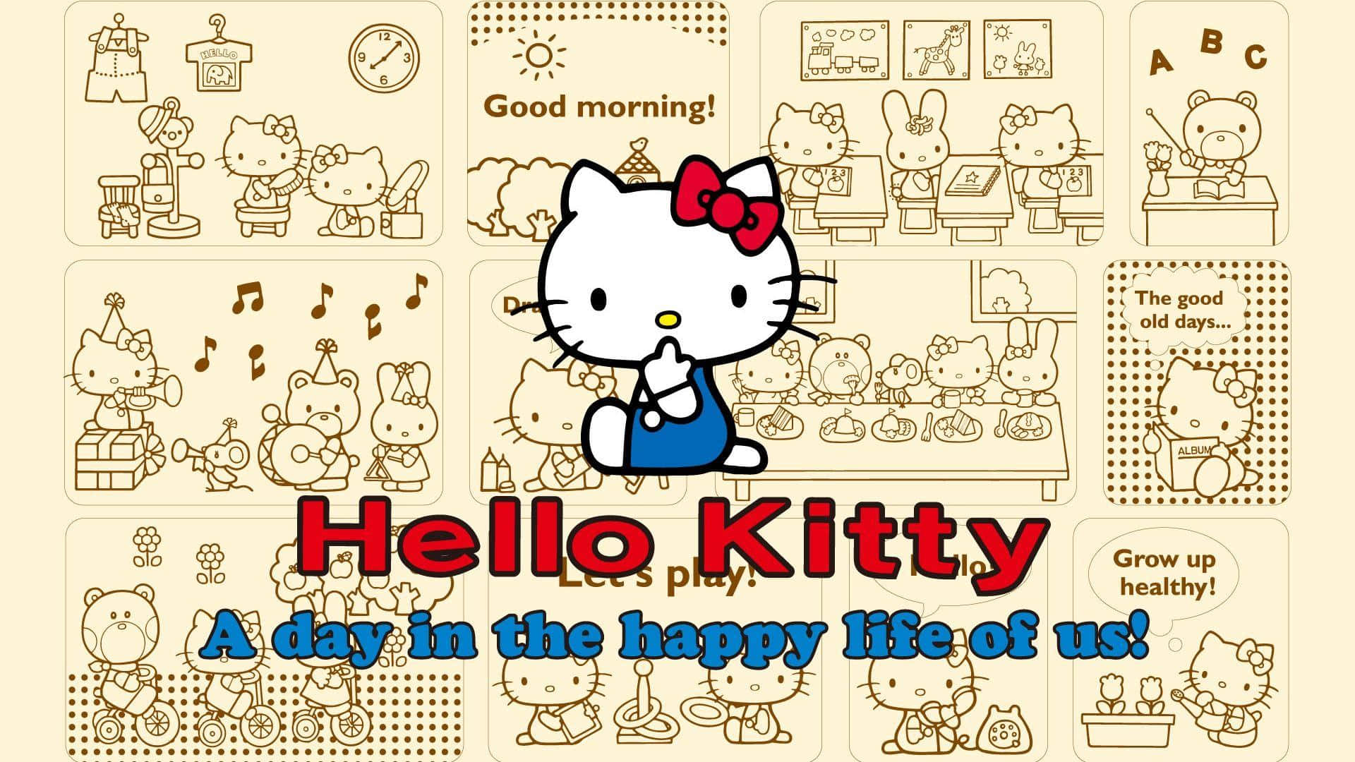 Hello Kitty Bej Estetik Arka Plan Duvar Kağıdı