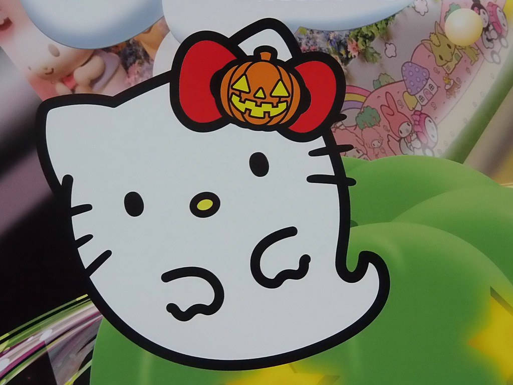 Hello Kitty Cadılar Bayramı Beyaz Hayalet Duvar Kağıdı