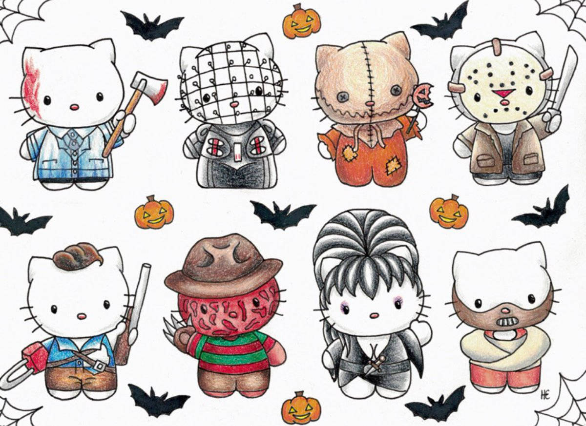 Hello Kitty Cadılar Bayramı Eskiz Sanatı Duvar Kağıdı