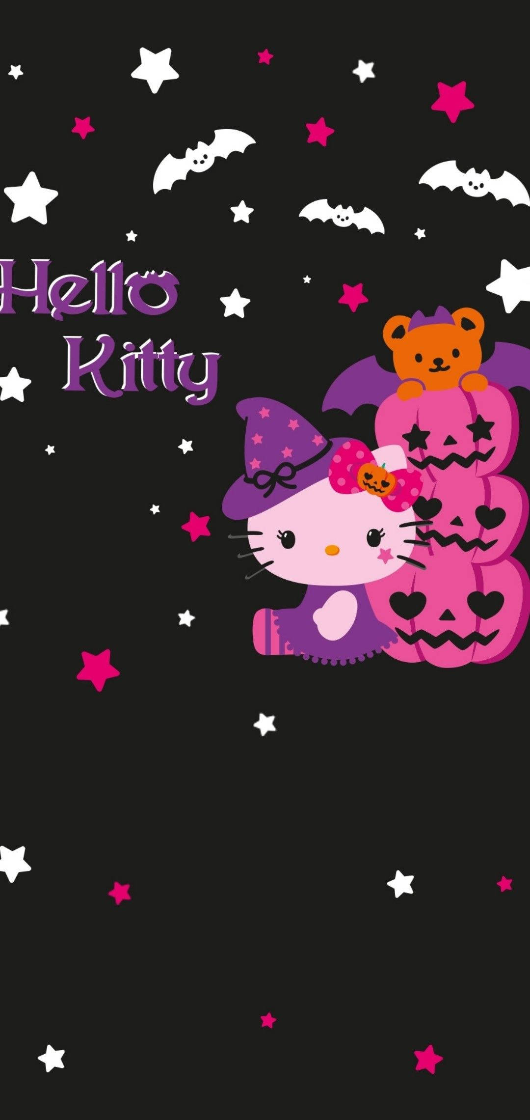 Hello Kitty Cadılar Bayramı Pembe Jack O'Lanternler Duvar Kağıdı