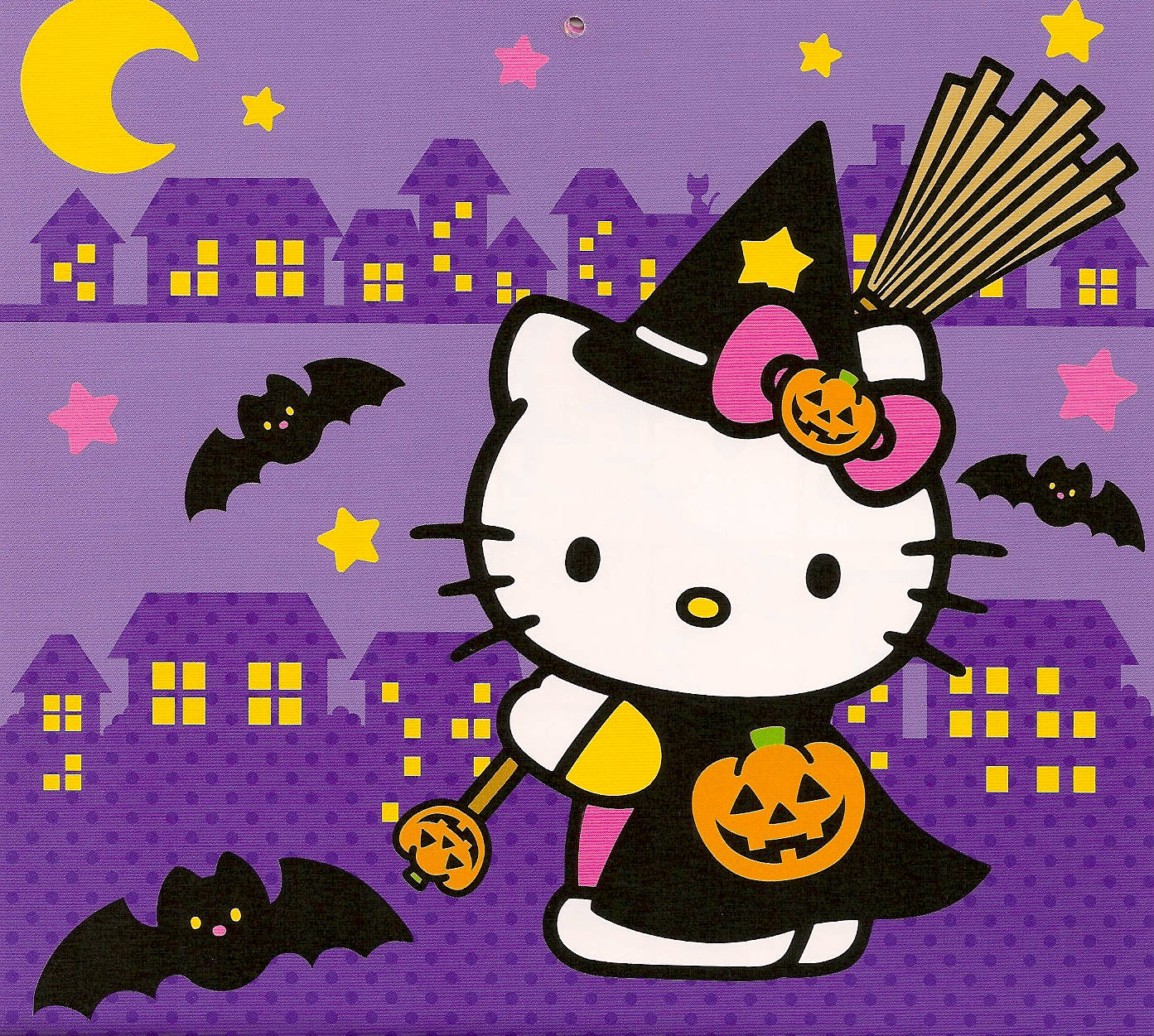 Hello Kitty Cadılar Bayramı Sevimli Cadı Duvar Kağıdı