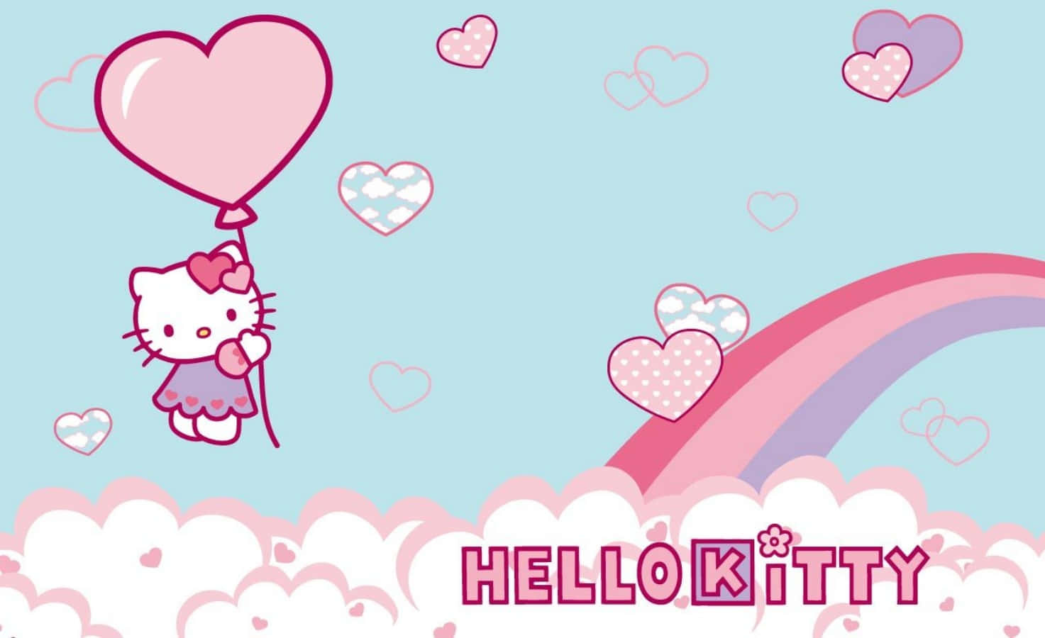 Hello Kitty Dizüstü Bilgisayar Gökkuşağı Ve Bulutlar Duvar Kağıdı