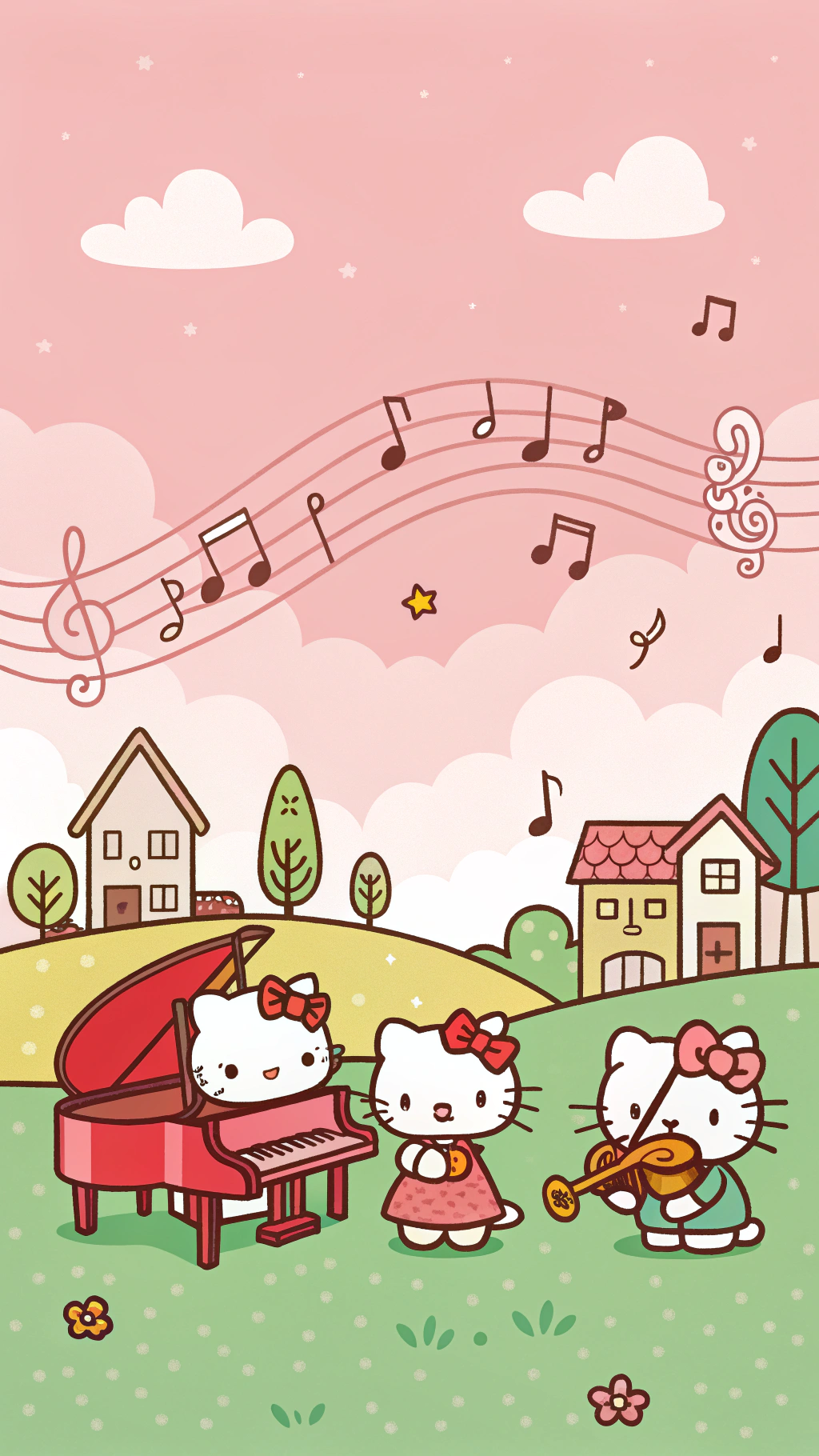 Hello Kitty'nin Grubu Kalbinizi ÇALACAK Duvar Kağıdı
