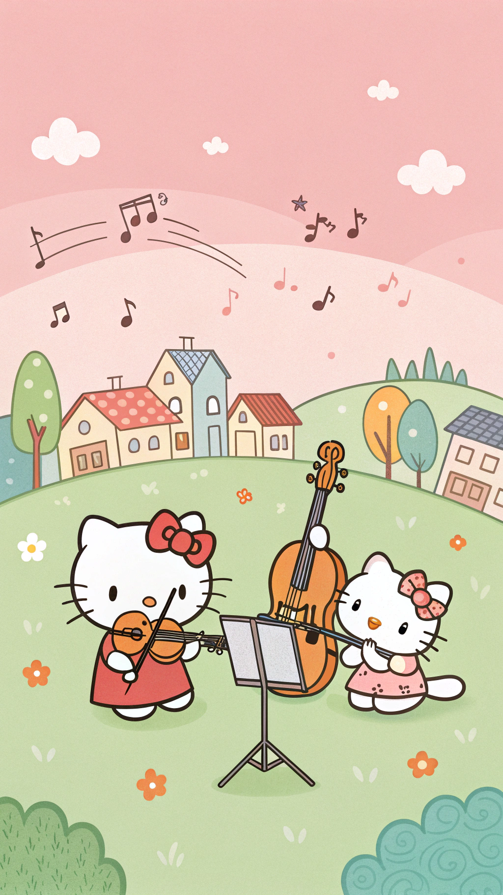 Hello Kitty'nin Müzikal Yeteneği Sizi Büyüleyecek Duvar Kağıdı