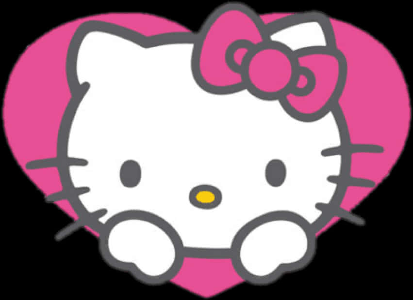 Hello Kitty Pembe Kalp Grafik Duvar Kağıdı