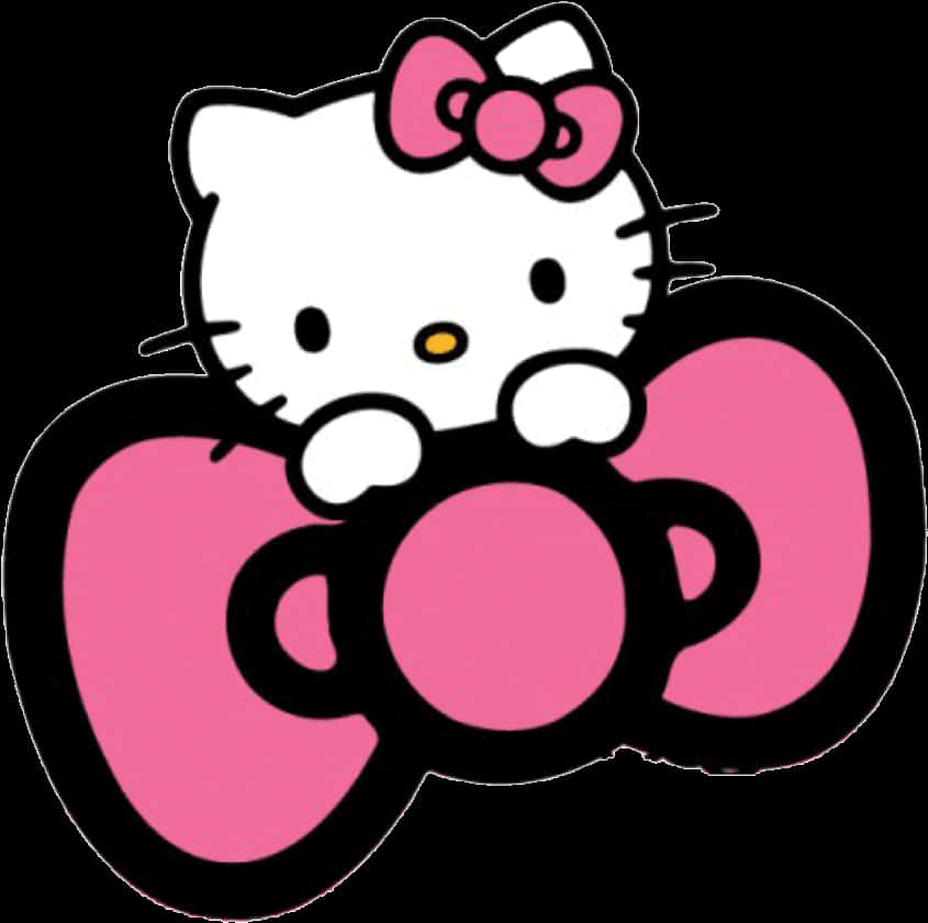 Hello Kitty Pembe Kurdele Duvar Kağıdı