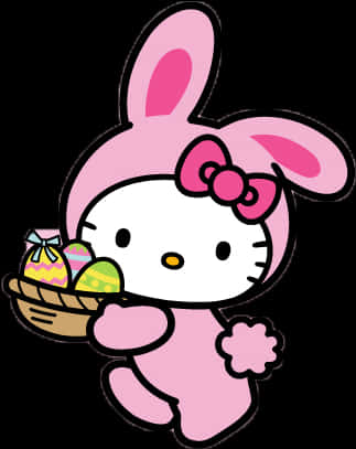Hello Kitty Tavşan Kostümü Paskalya Yumurtaları Duvar Kağıdı
