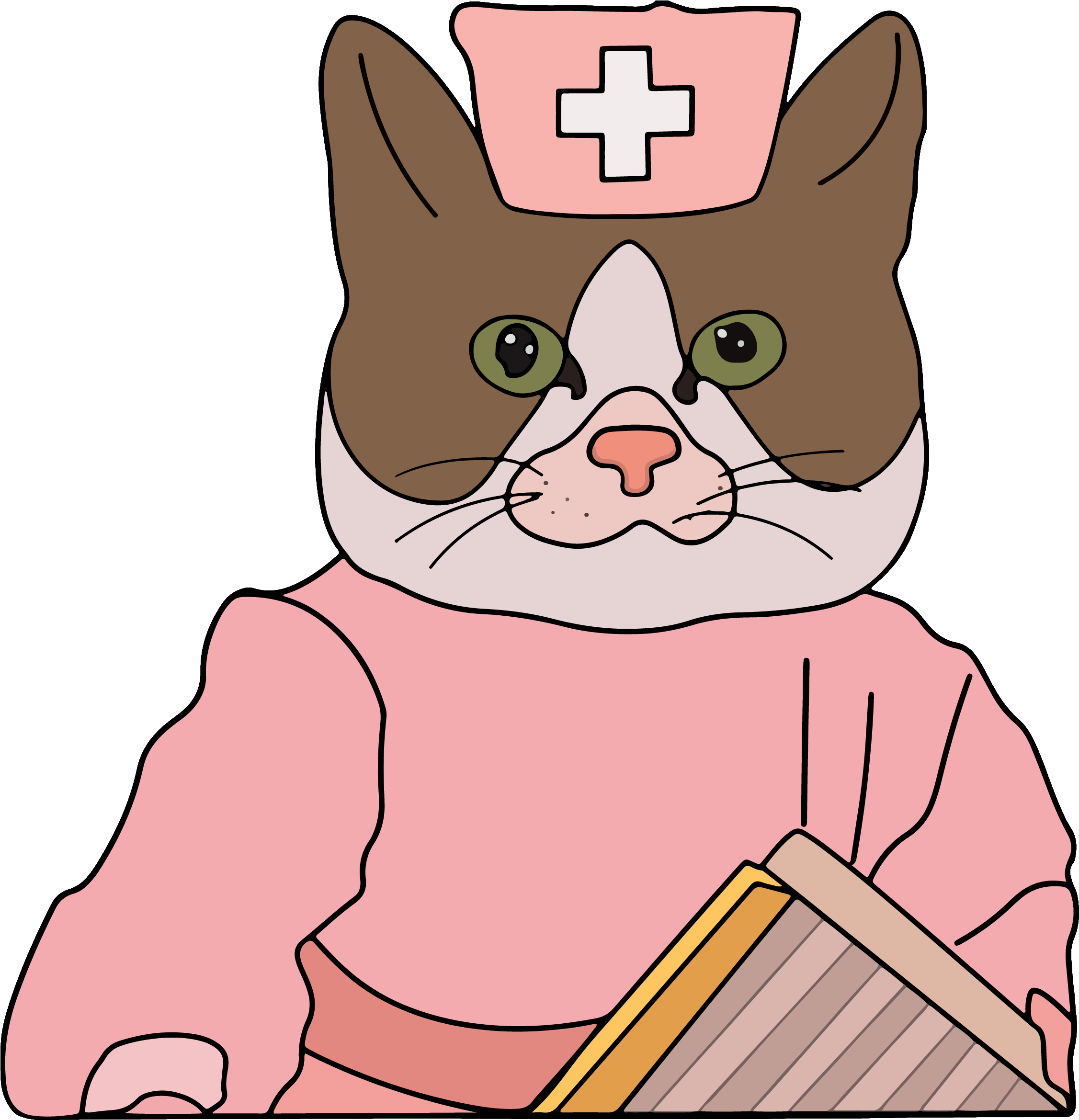 Hemşire Kedi Karikatür Meme Duvar Kağıdı