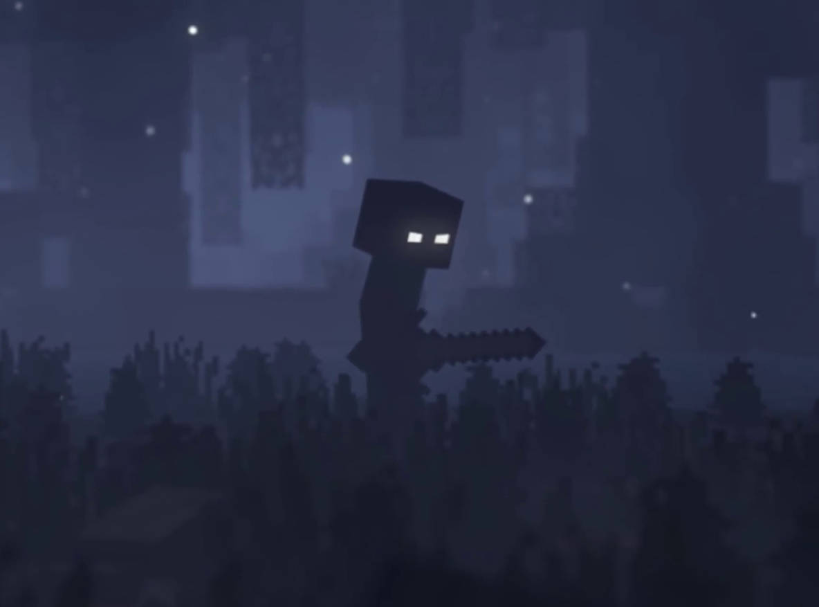 Herobrine Koyu Mavi Sanat Duvar Kağıdı