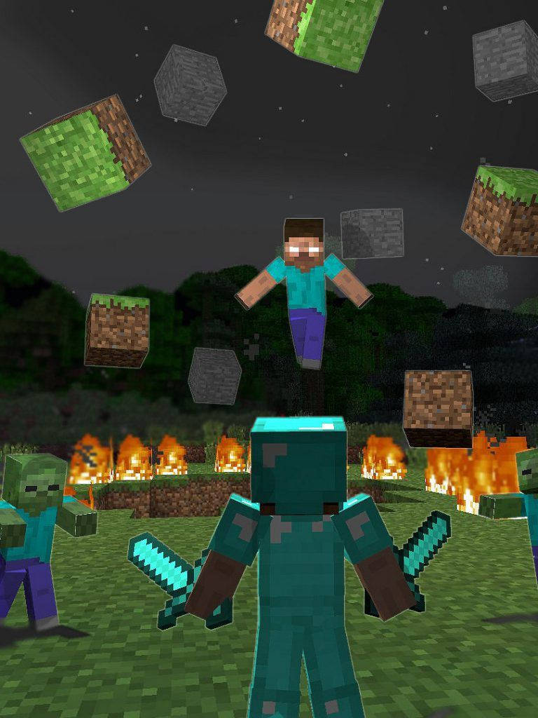 Herobrine Steve'e Karşı Duvar Kağıdı