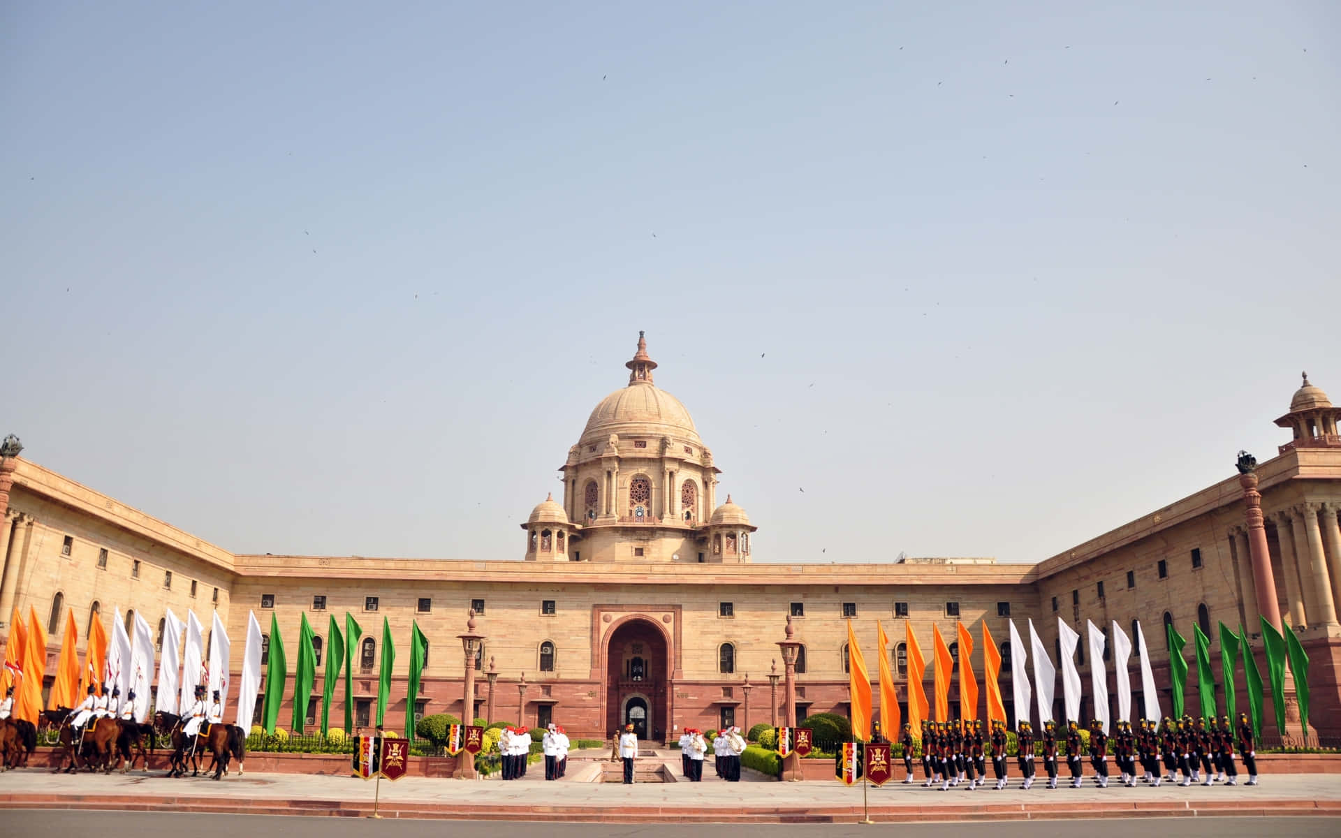 Hindistan Cumhurbaşkanlığı Sarayı Rashtrapati Bhavan Bayraklar Duvar Kağıdı