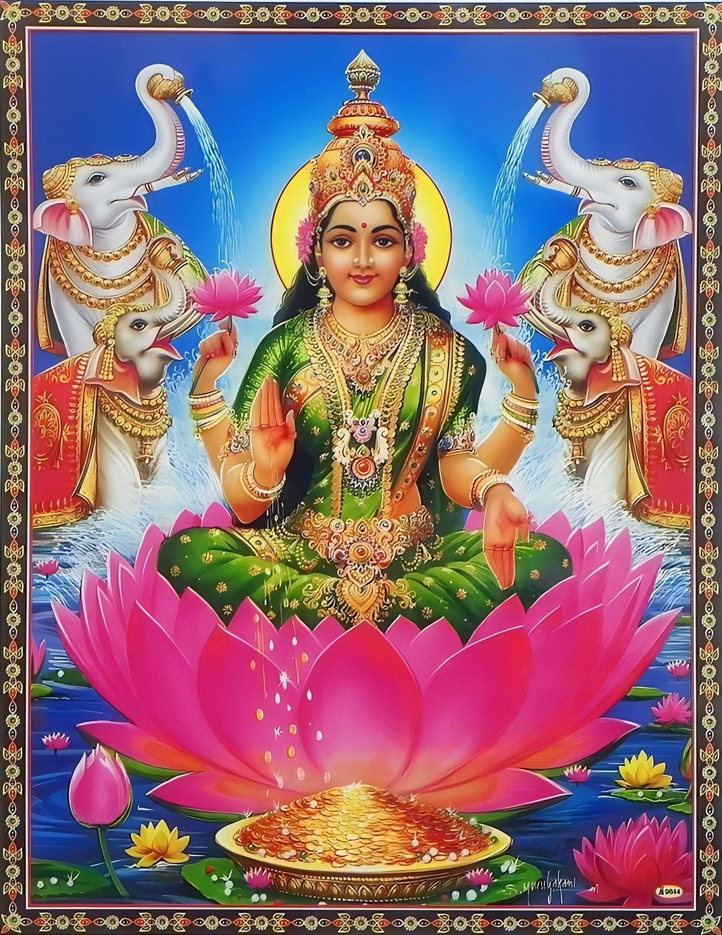 Hindu Tanrıçası Gaja Ashta Lakshmi Duvar Kağıdı