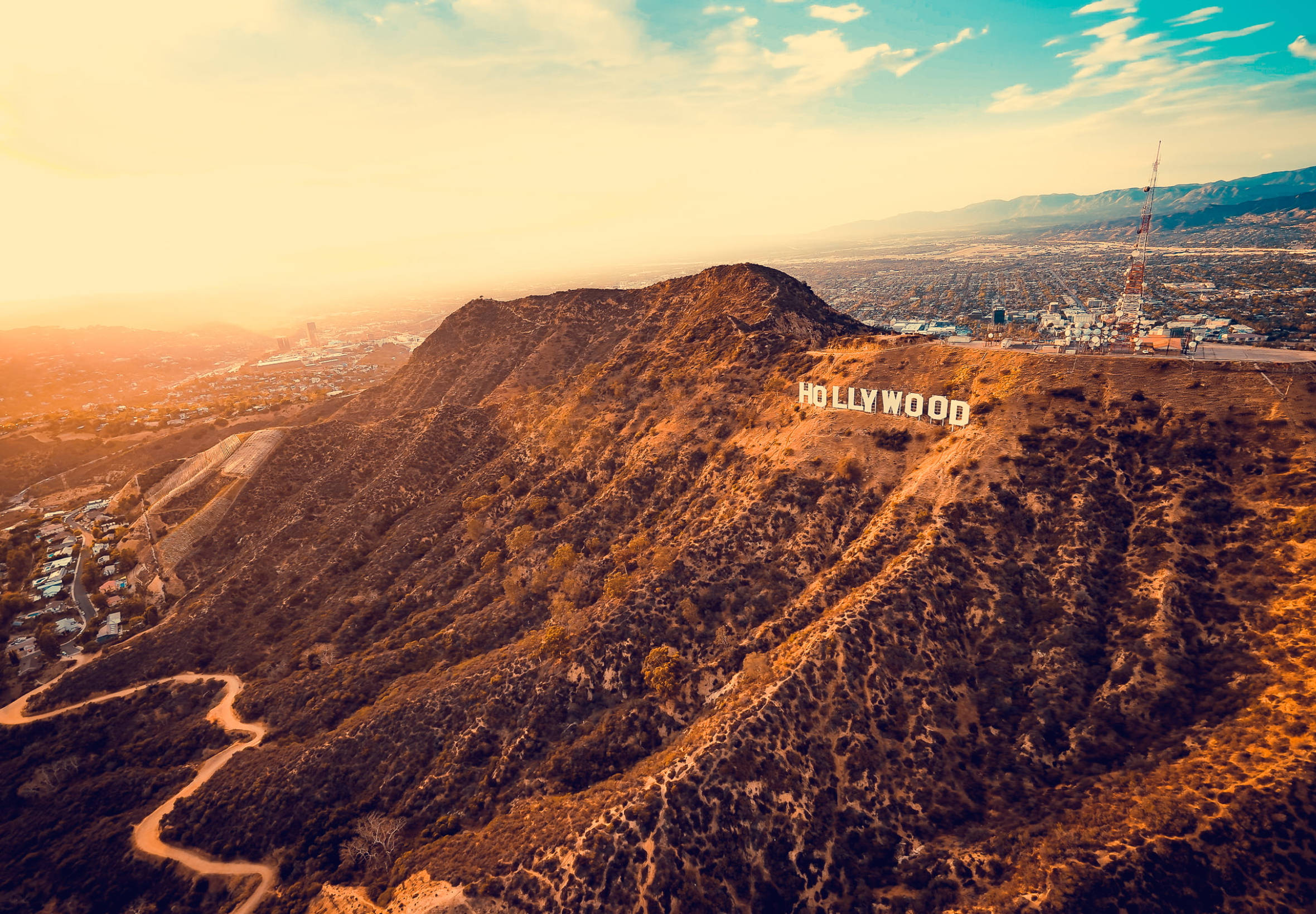 Hollywood İşareti Los Angeles Gün Batımı Duvar Kağıdı