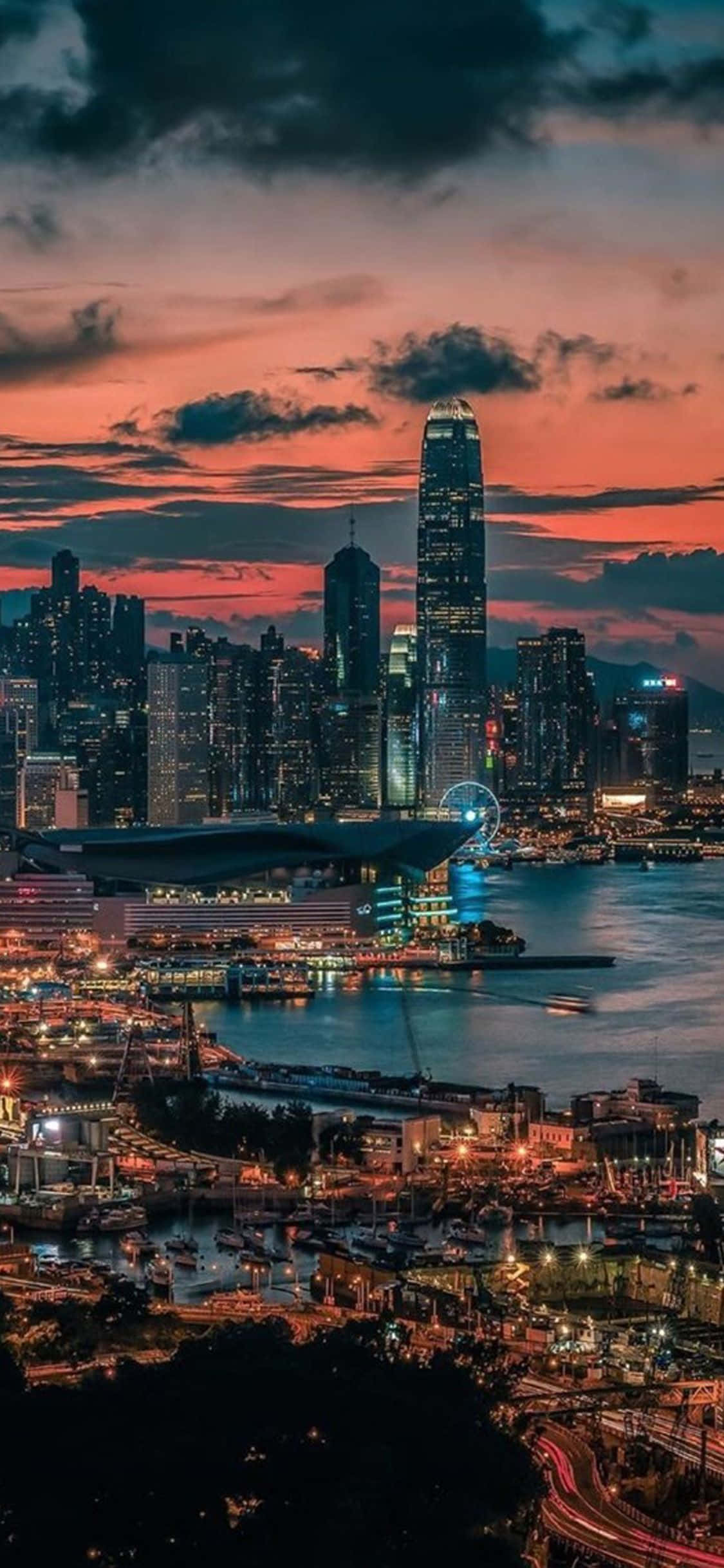 Hong Kong Şehri iPhone Ekranı Duvar Kağıdı