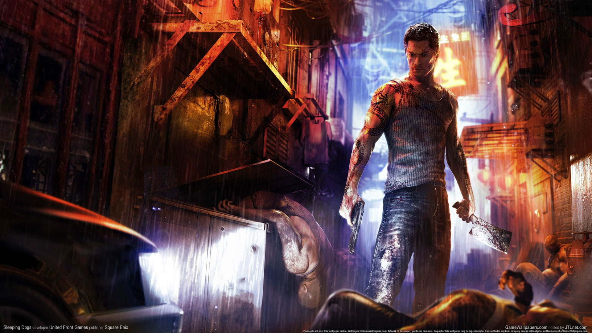 Hong Kong sokaklarında gizli polis Wei Shen olarak ödüllü oyun “Sleeping Dogs”da dolaşın. Duvar Kağıdı