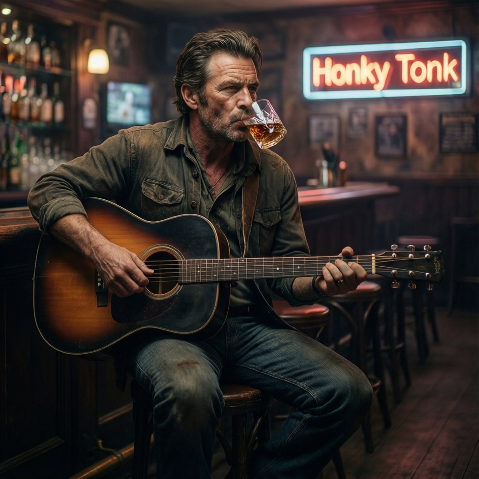 Honky Tonk Bar Sahnesi Duvar Kağıdı