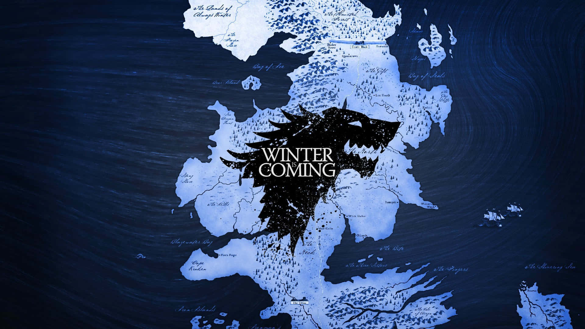 House Stark Kurt Mavisi Westeros Haritası Duvar Kağıdı