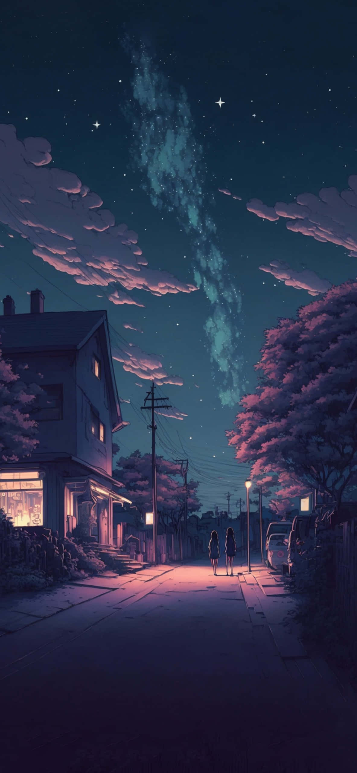 Huzurlu Gün Batımı Anime Estetiği Duvar Kağıdı