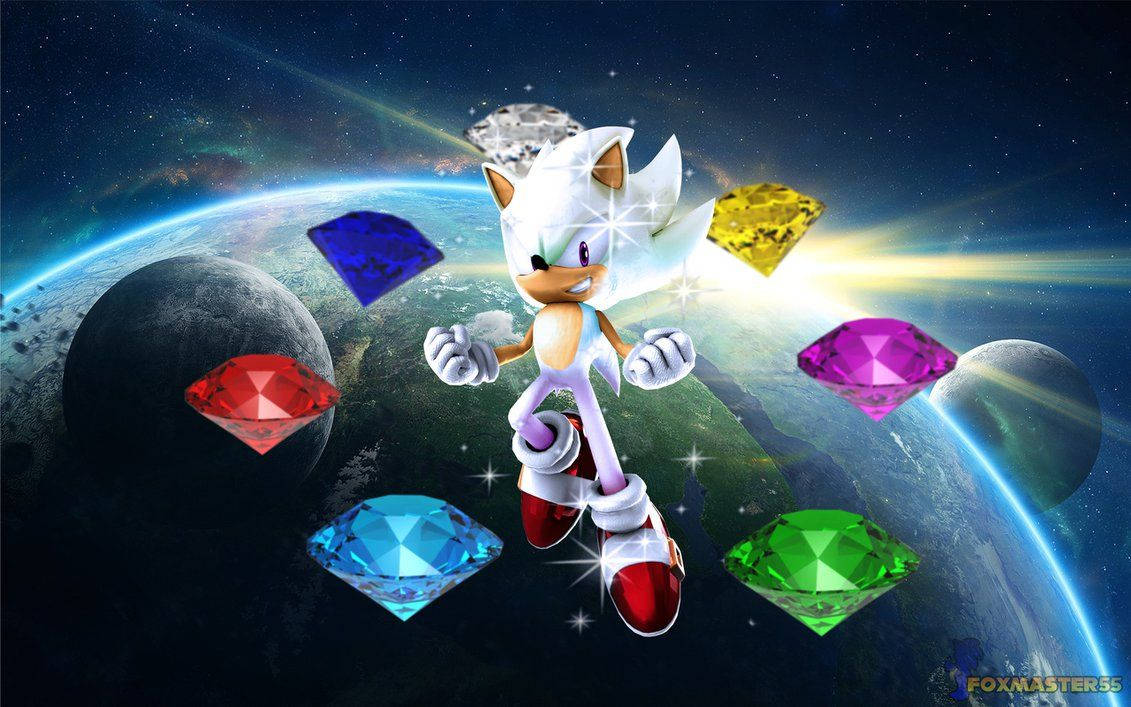 Galakside Hyper Sonic ve yedi Süper Zümrüt duvar kağıdı.
