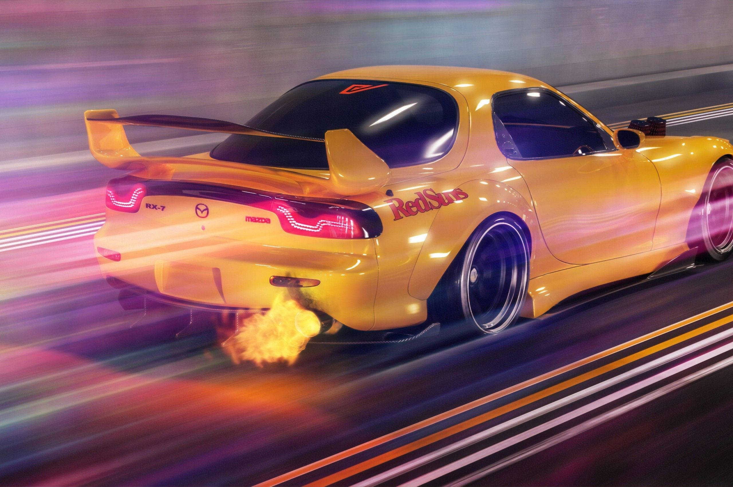 Hızla Giden Sarı JDM Arabalar Duvar Kağıdı