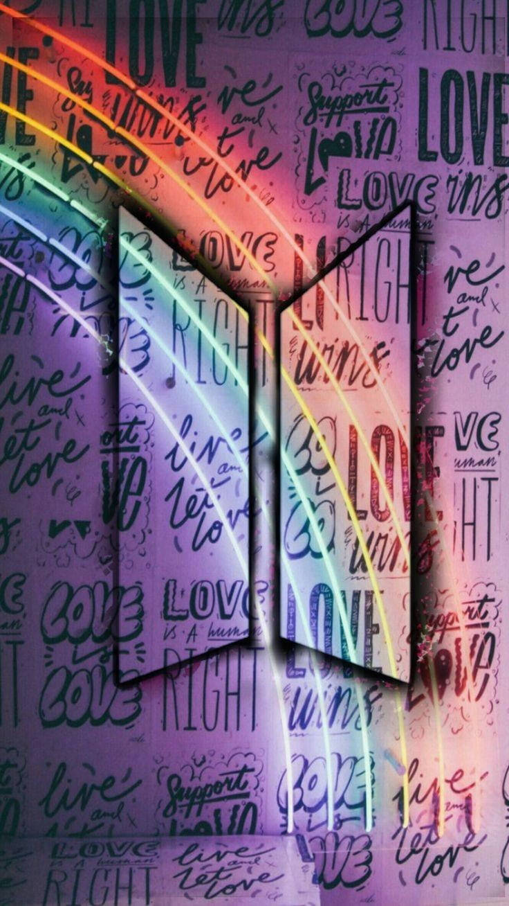 I Purple You BTS Neon Gökkuşağı Duvar Kağıdı